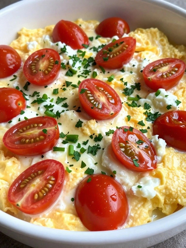 Herbed Egg and Cottage Cheese Breakfast Skillet with Cherry Tomatoes