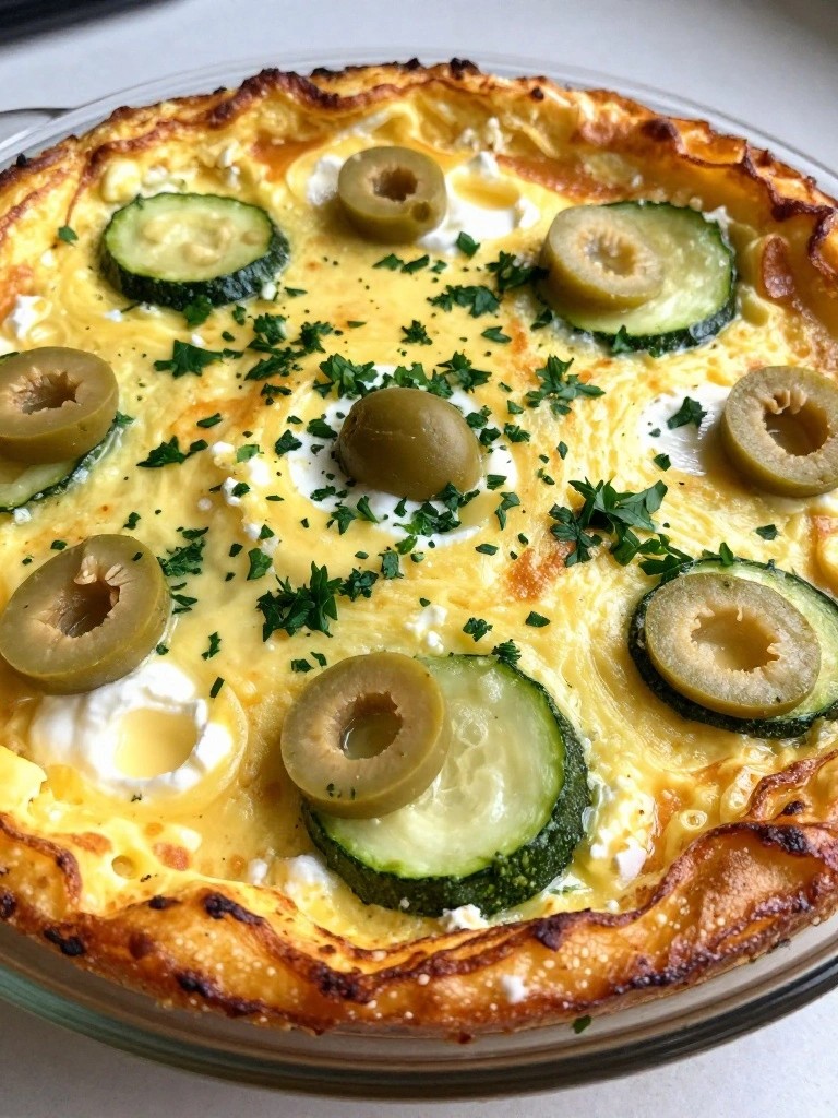 Mediterranean Cottage Cheese and Egg Frittata with Olives and Zucchini