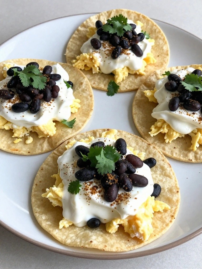 Greek Yogurt Breakfast Tacos with Black Beans and Scrambled Eggs