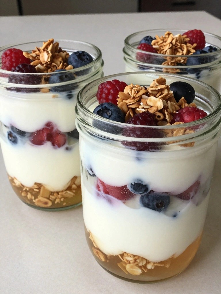 Berry Greek Yogurt Parfait Jars