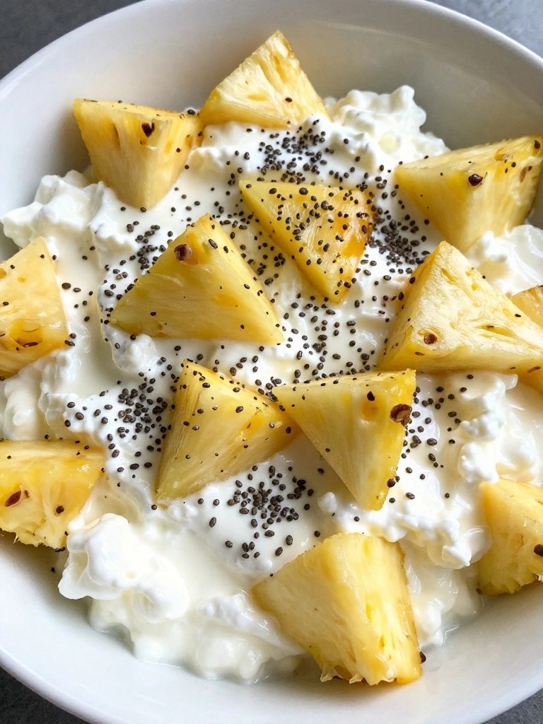 Cottage Cheese Pineapple Bowls with Chia Seeds