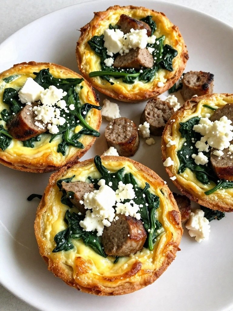 Spinach and Feta Egg Muffins with Turkey Sausage