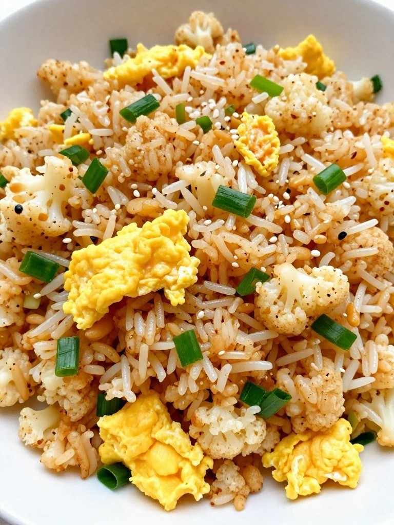 Cauliflower Fried Rice with Scrambled Eggs and Green Onions