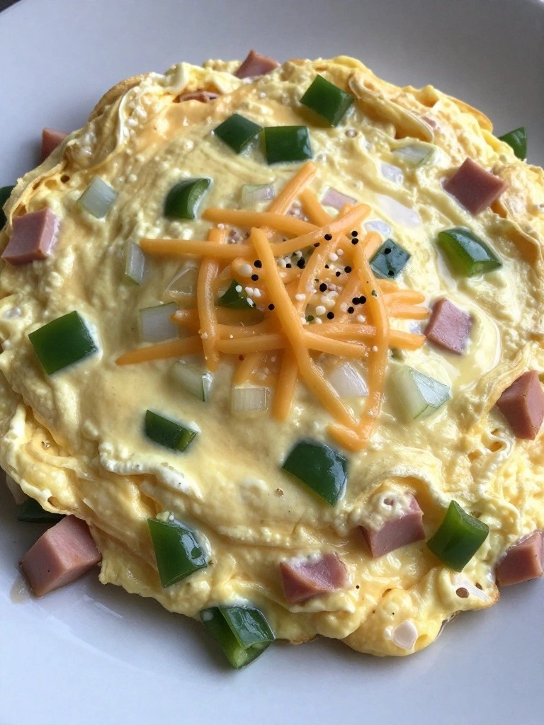 Classic Denver Omelette with Ham, Peppers, and Onions