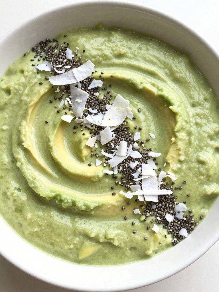 Creamy Keto Avocado Smoothie Bowl with Coconut and Chia