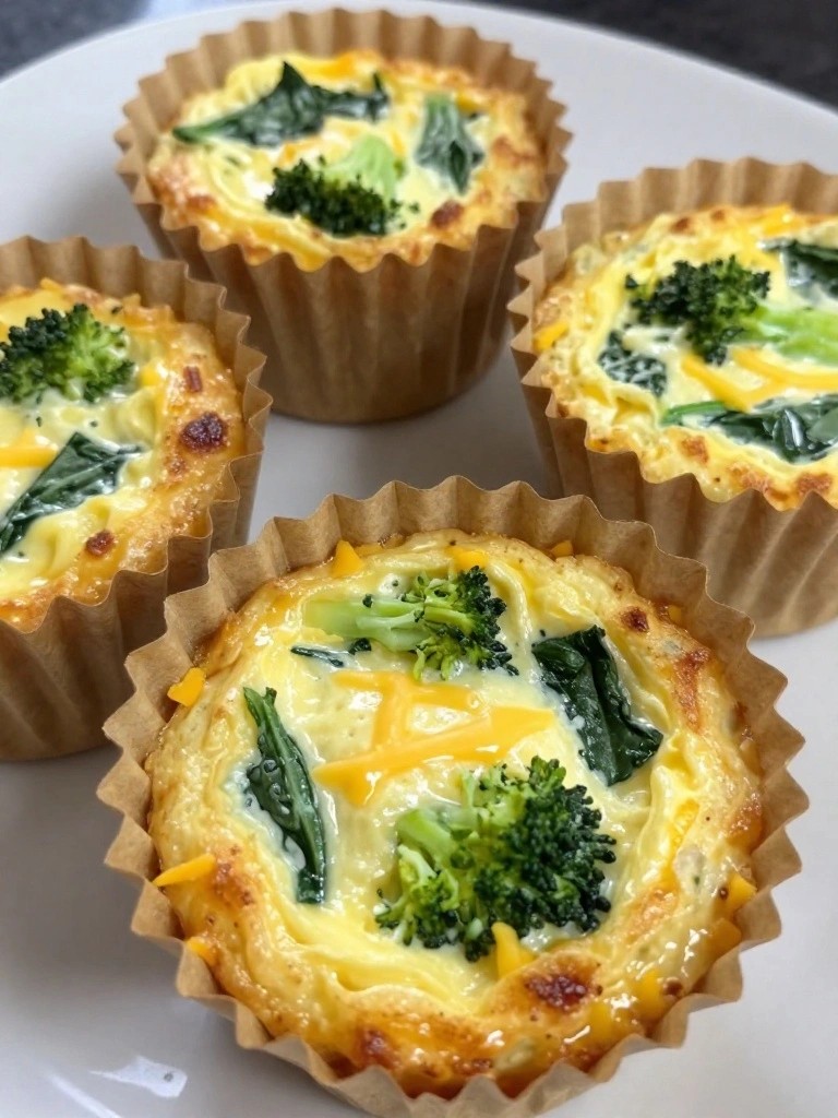 Spinach, Broccoli, and Cheddar Egg Muffins