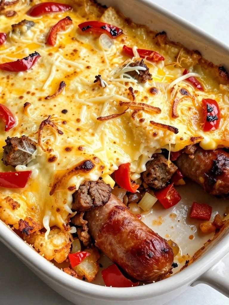 Italian Sausage Roasted Red Pepper Mozzarella Casserole