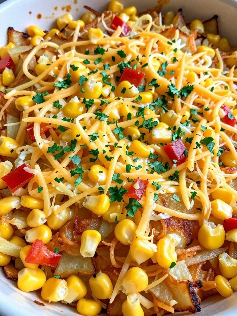 Mexican-Style Corn and Pepper Jack Hash Brown Casserole