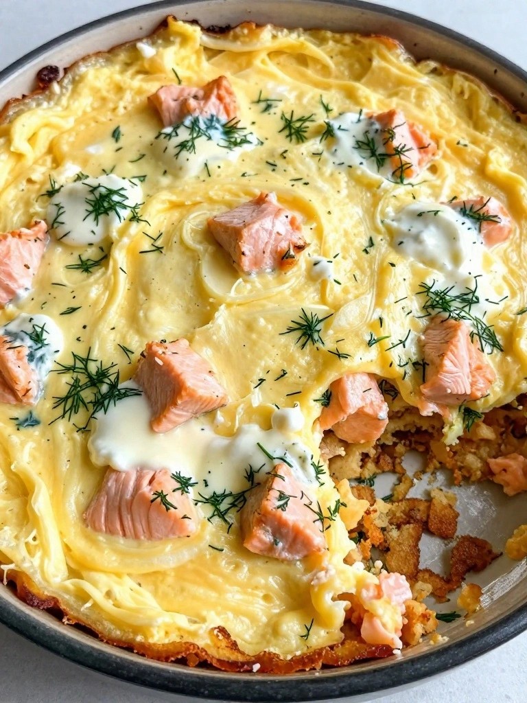 Smoked Salmon Dill Cream Cheese Egg Casserole