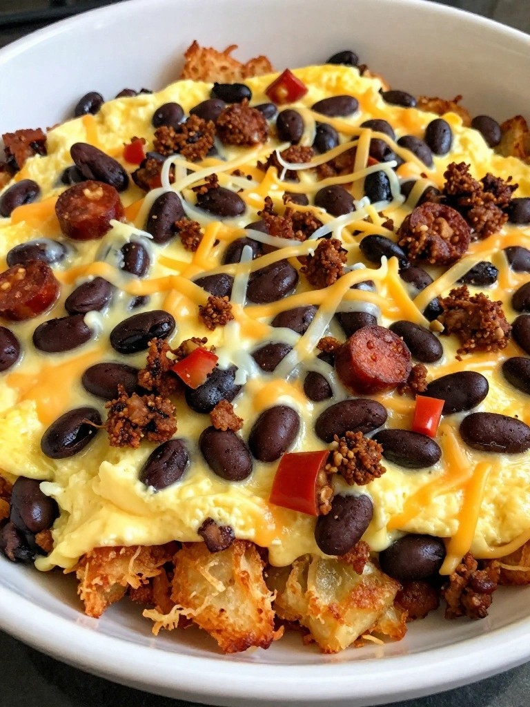 Spicy Chorizo Black Bean Jalapeño Breakfast Casserole