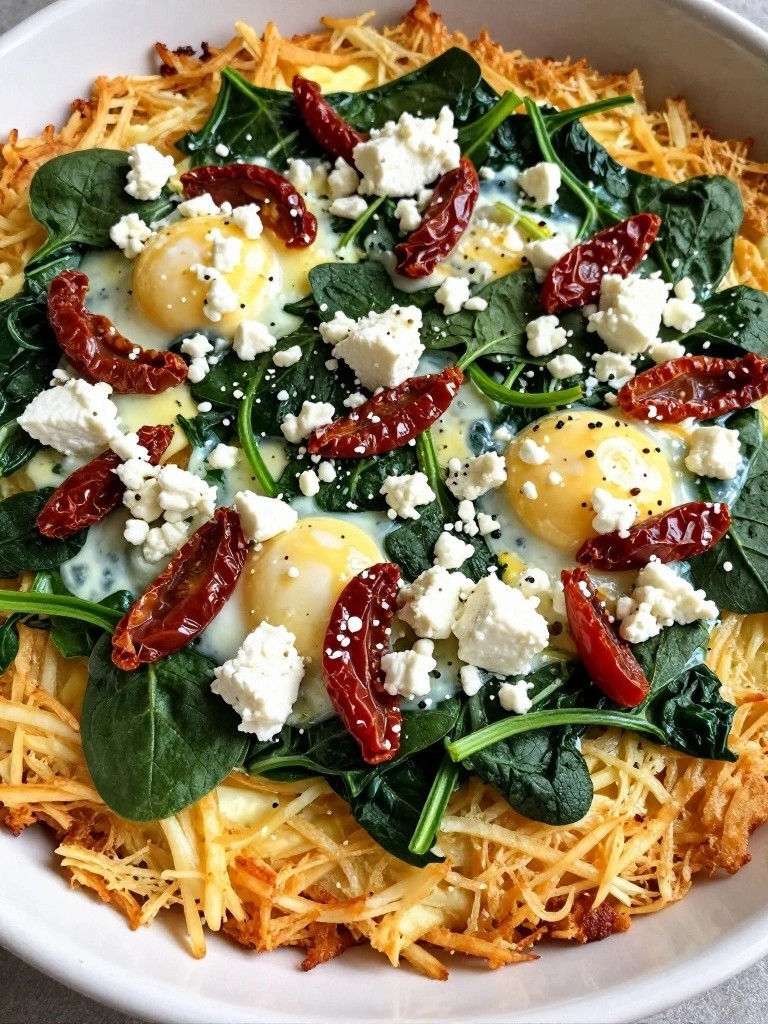Spinach Feta Sun-Dried Tomato Egg Bake