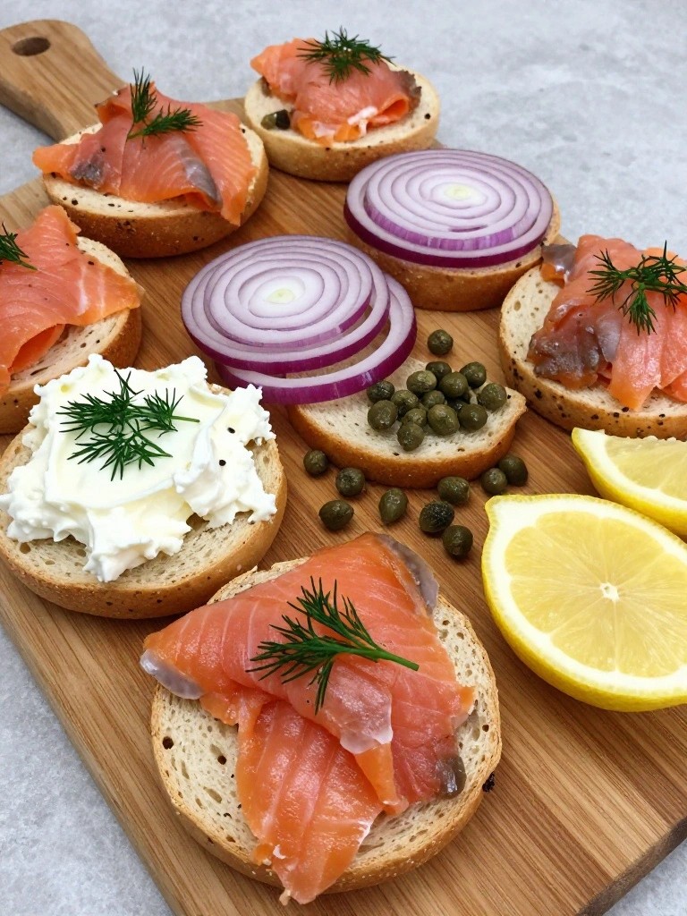 Smoked Salmon Mini Bagel Breakfast Board