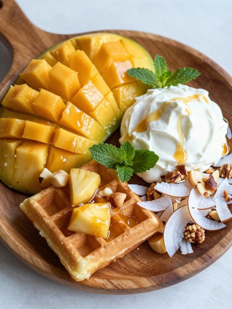 Tropical Mango Mini Waffle Breakfast Board