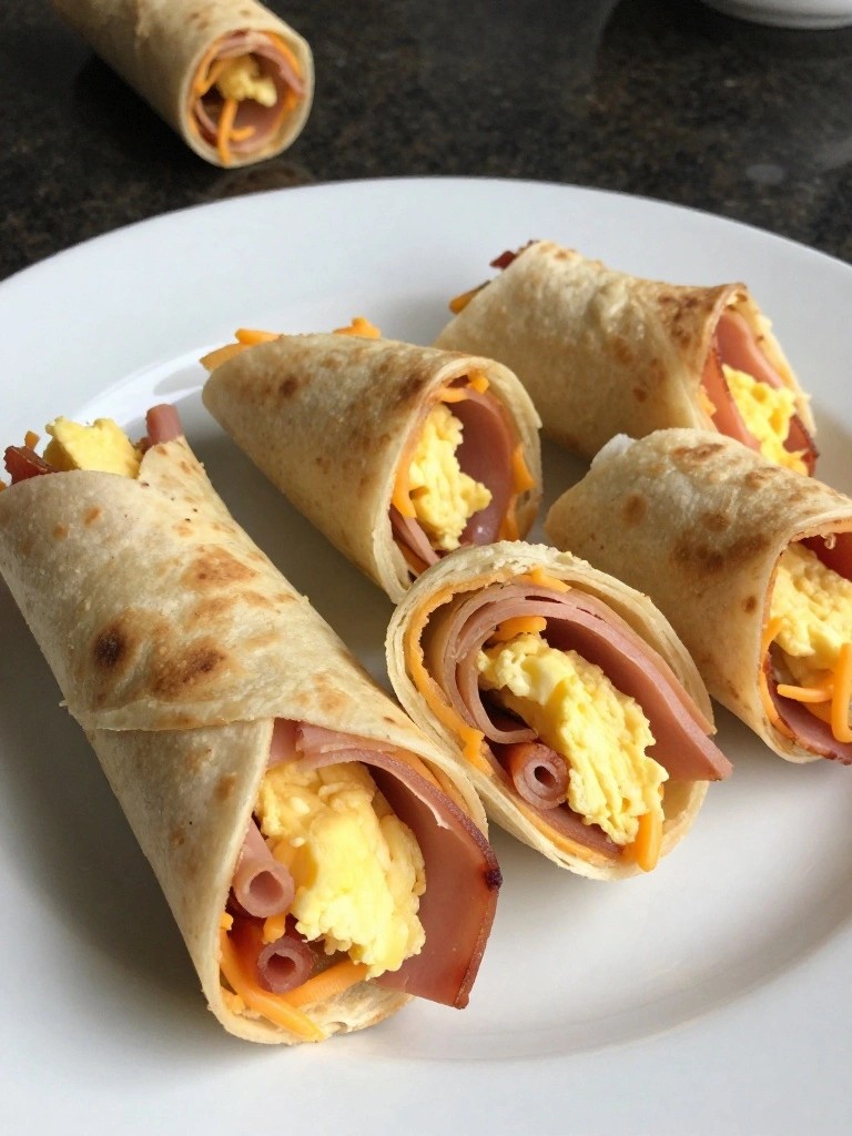 Ham and Cheese Breakfast Roll-Up Bites