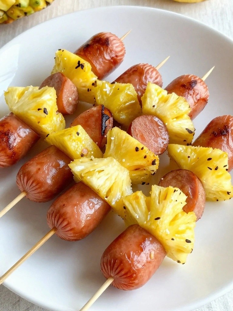 Mini Sausage Pineapple Breakfast Skewers