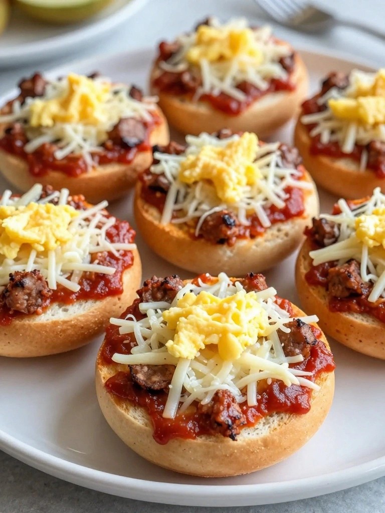 Savory Mini Bagel Pizza Breakfast Bites