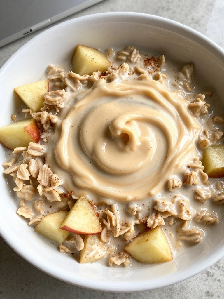 Apple Cinnamon Stovetop Oats with Whey and Almond Butter