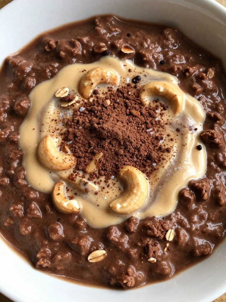 Mocha Espresso Protein Oatmeal with Cashew Butter