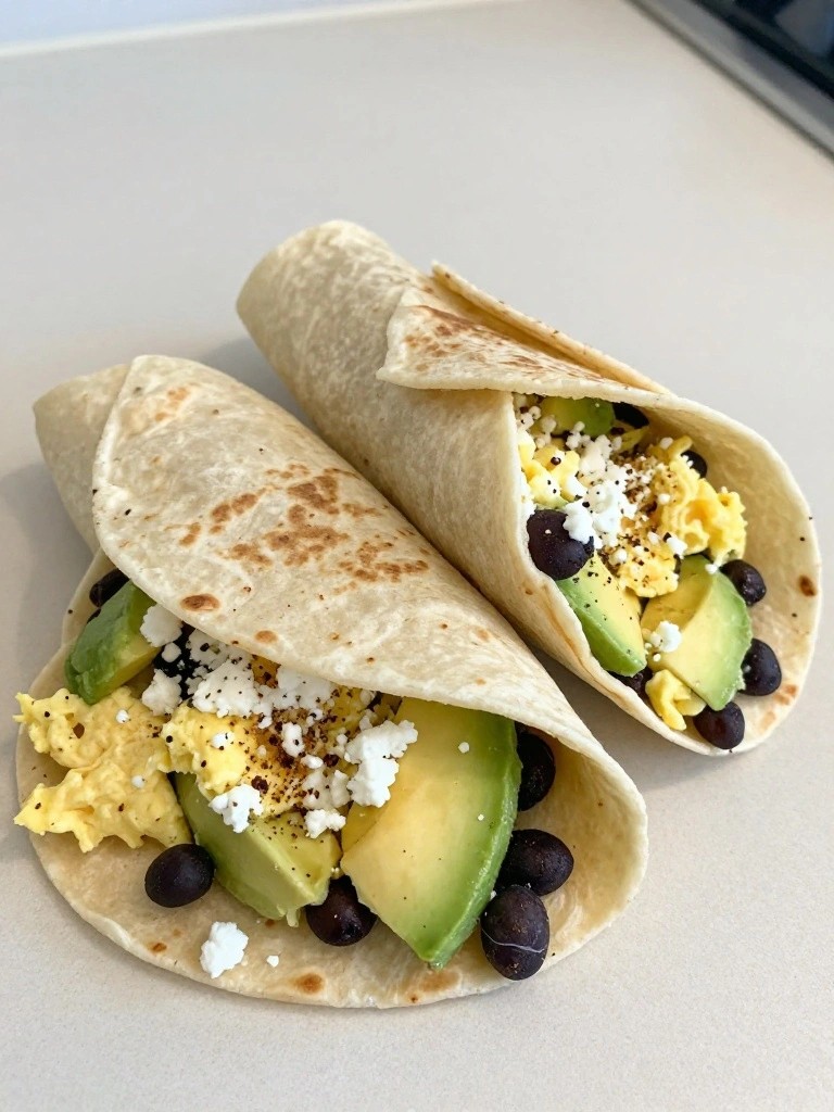 Black Bean, Avocado, and Cotija Breakfast Wraps