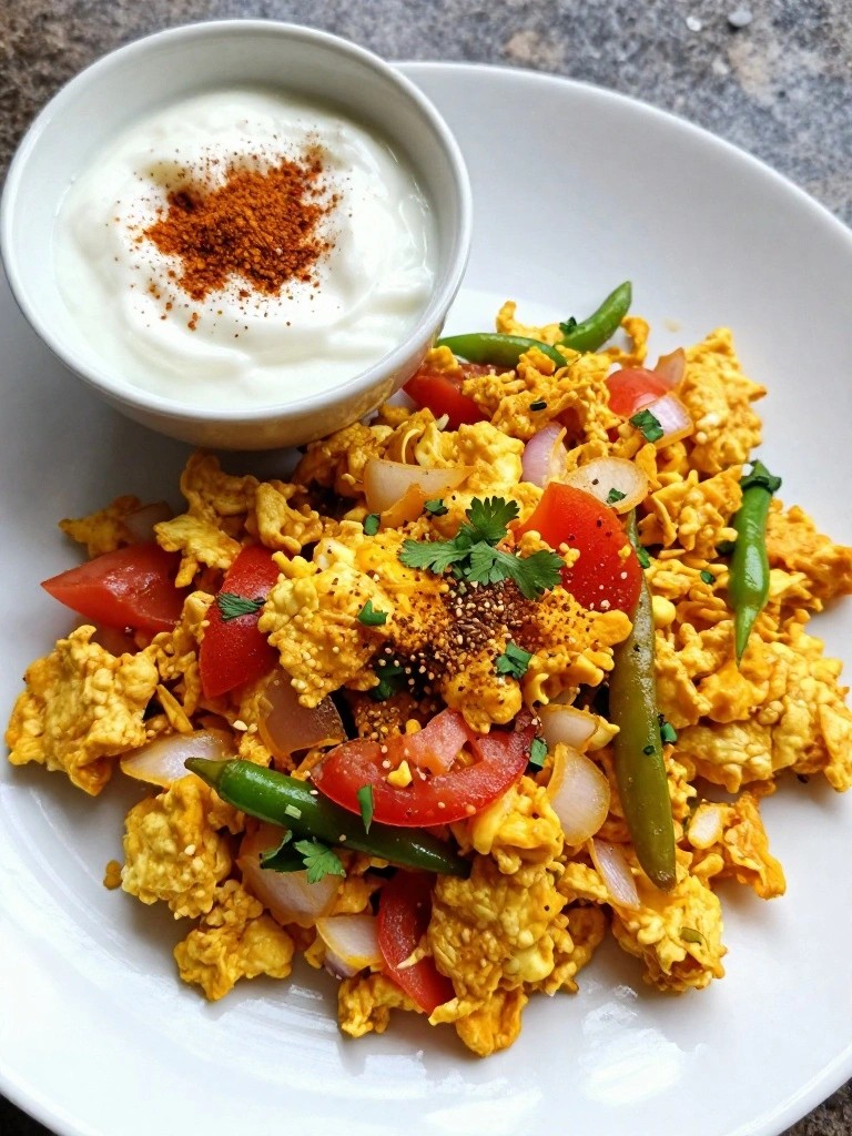 Indian-Style Egg Bhurji with Spiced Greek Yogurt on the Side