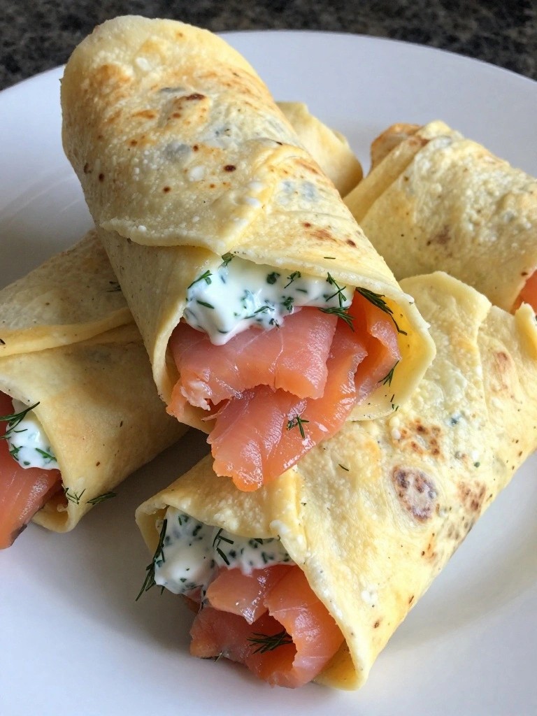 Smoked Salmon Egg Wraps with Dill Greek Yogurt Spread