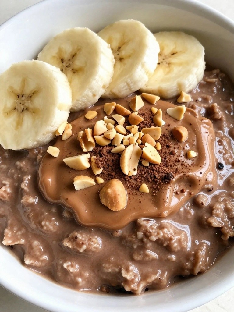 Chocolate Peanut Butter Overnight Oats Bowl