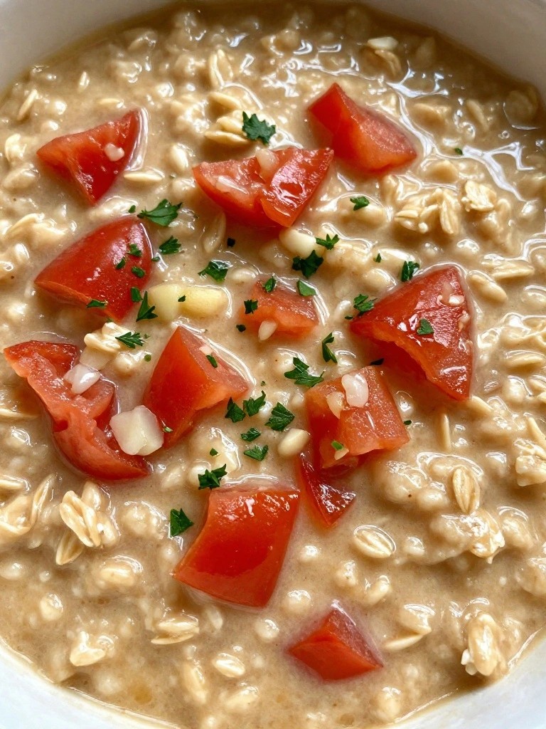 Savory Tomato and Garlic Oatmeal