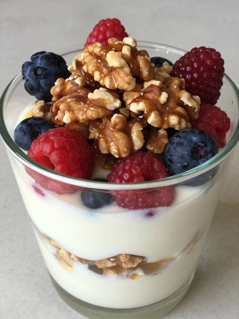 Greek Yogurt Parfait with Berries and Walnuts