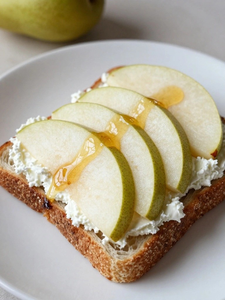 Ricotta Toast with Sliced Pear