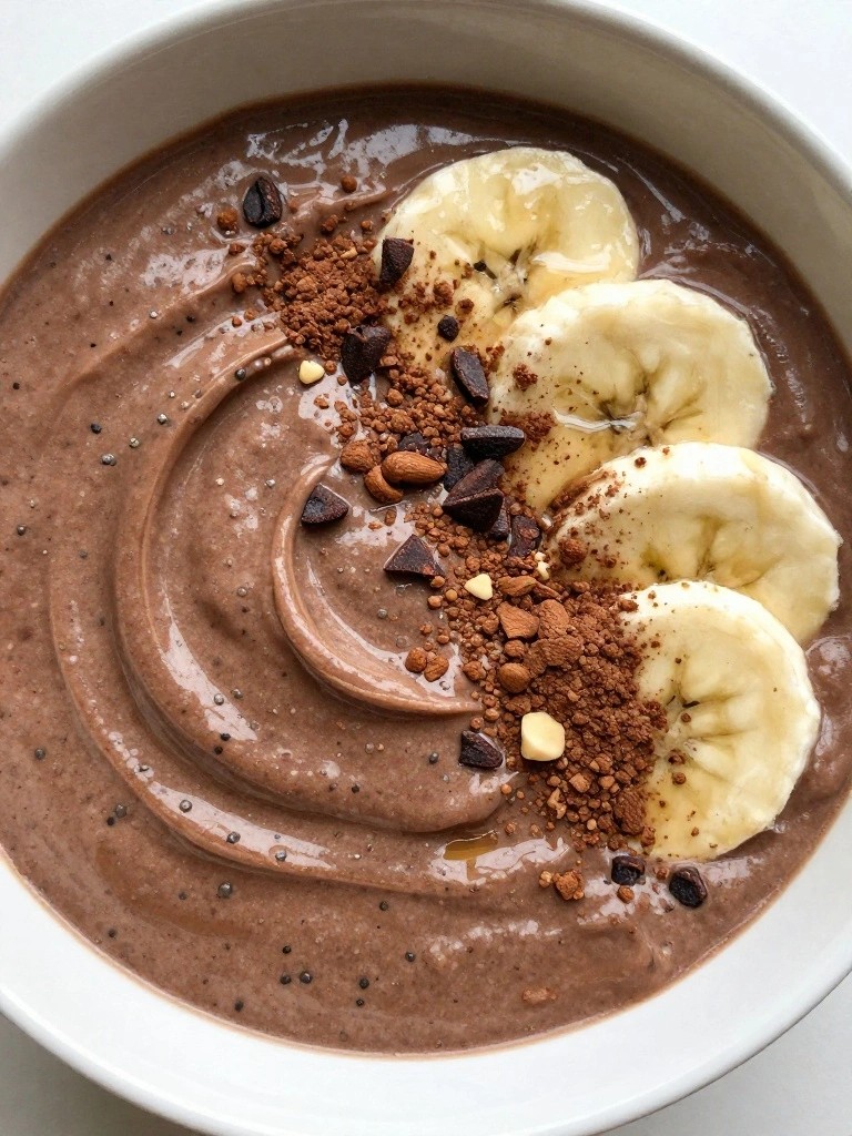 Chocolate Chia Tofu Protein Smoothie Bowl