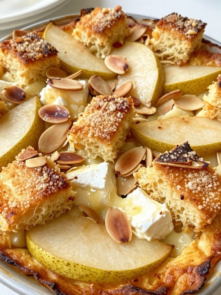 Almond Crusted Pear and Brie Bake