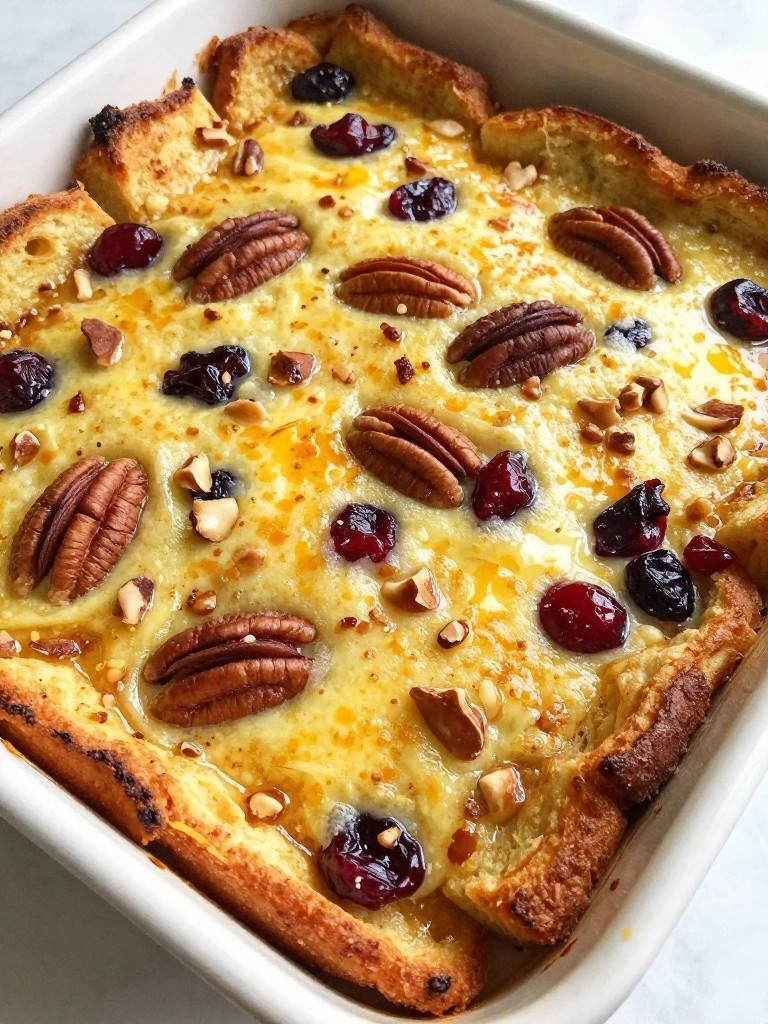 Cranberry Orange Pecan French Toast Casserole
