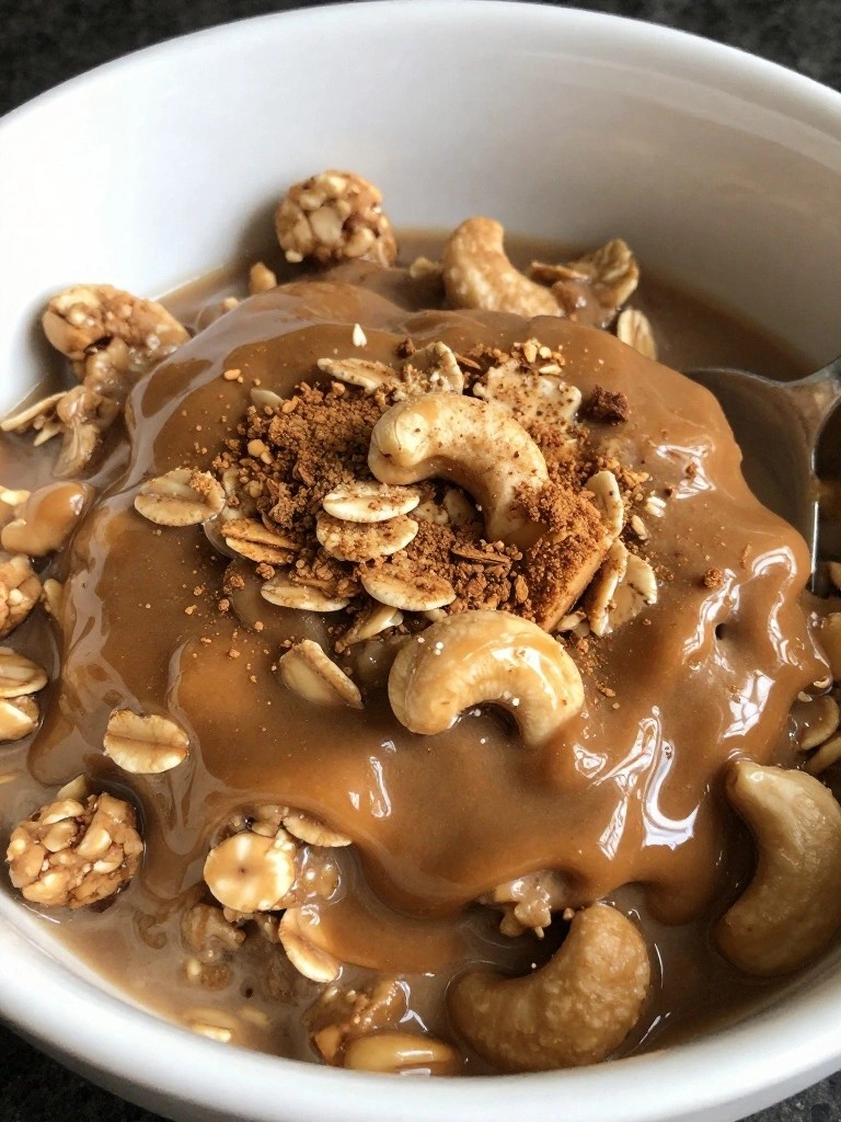 Gingerbread Cookie Oatmeal with Cashew Butter