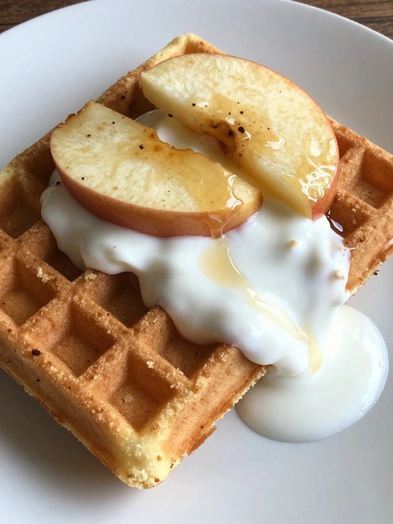 Coconut Yogurt-Stuffed Oat Milk Waffles with Cinnamon Apples