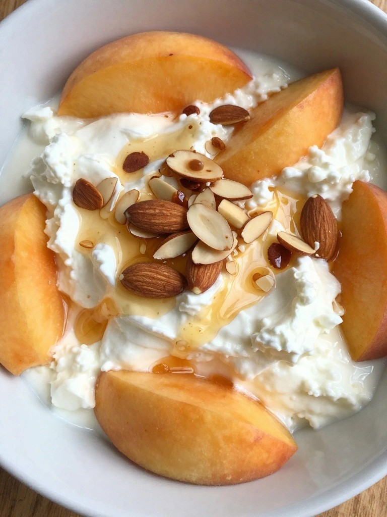Cottage Cheese Peach Almond Bowl