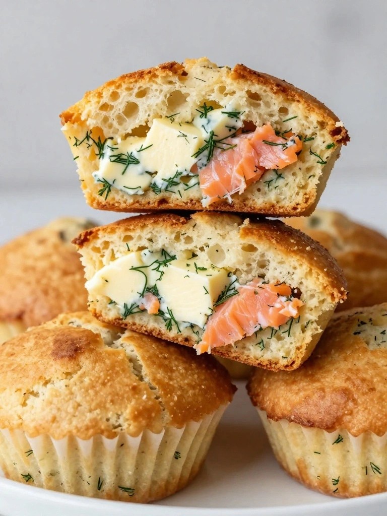 Smoked Salmon Dill Cream Cheese Muffins