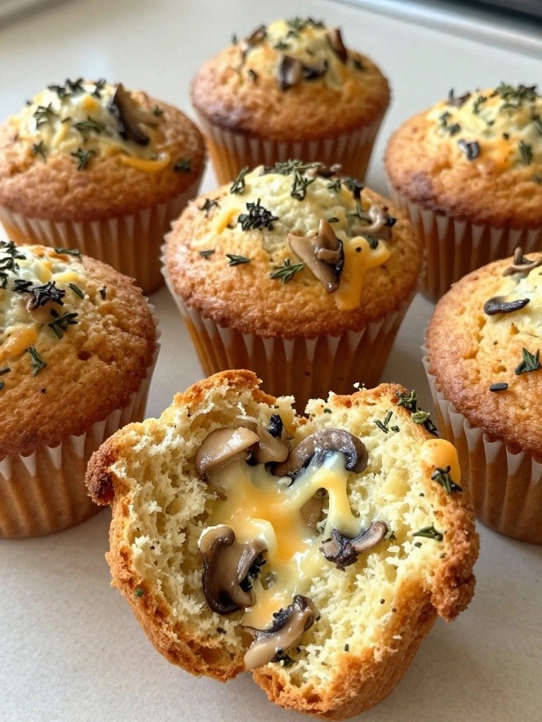 Wild Mushroom Swiss Thyme Muffins