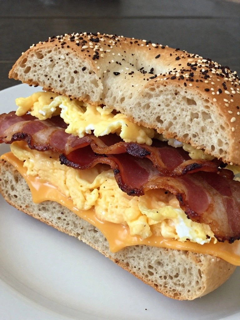 Bacon, Egg, and Cheddar Everything Bagels