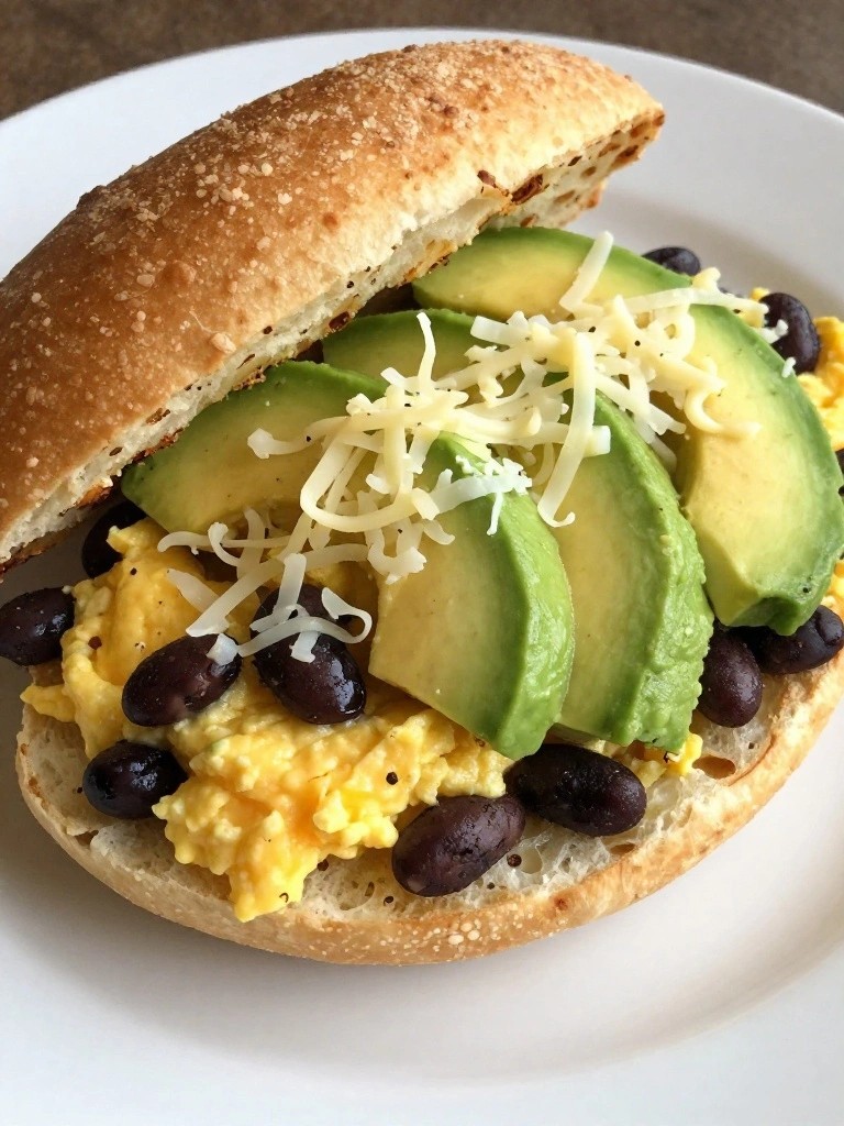 Black Bean, Avocado, and Scrambled Egg Tortas