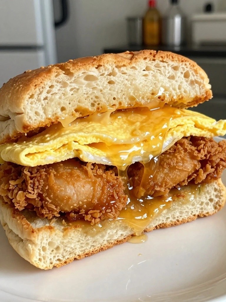 Fried Chicken, Honey Butter, and Egg Biscuits