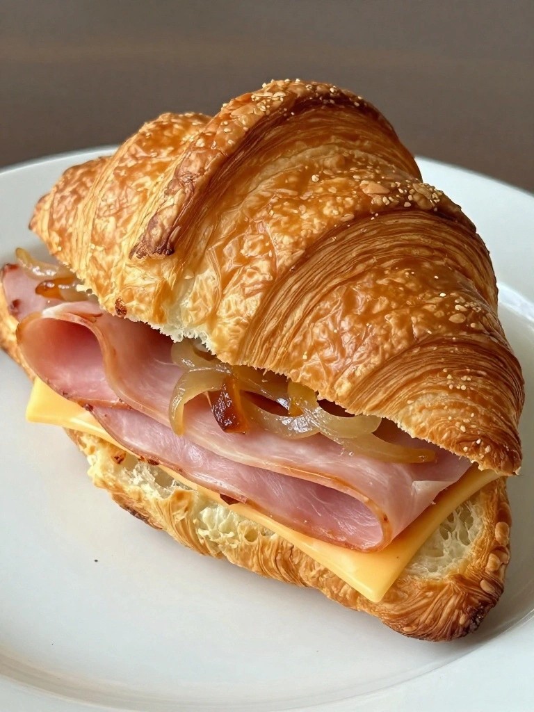 Ham, Swiss, and Caramelized Onion Croissants