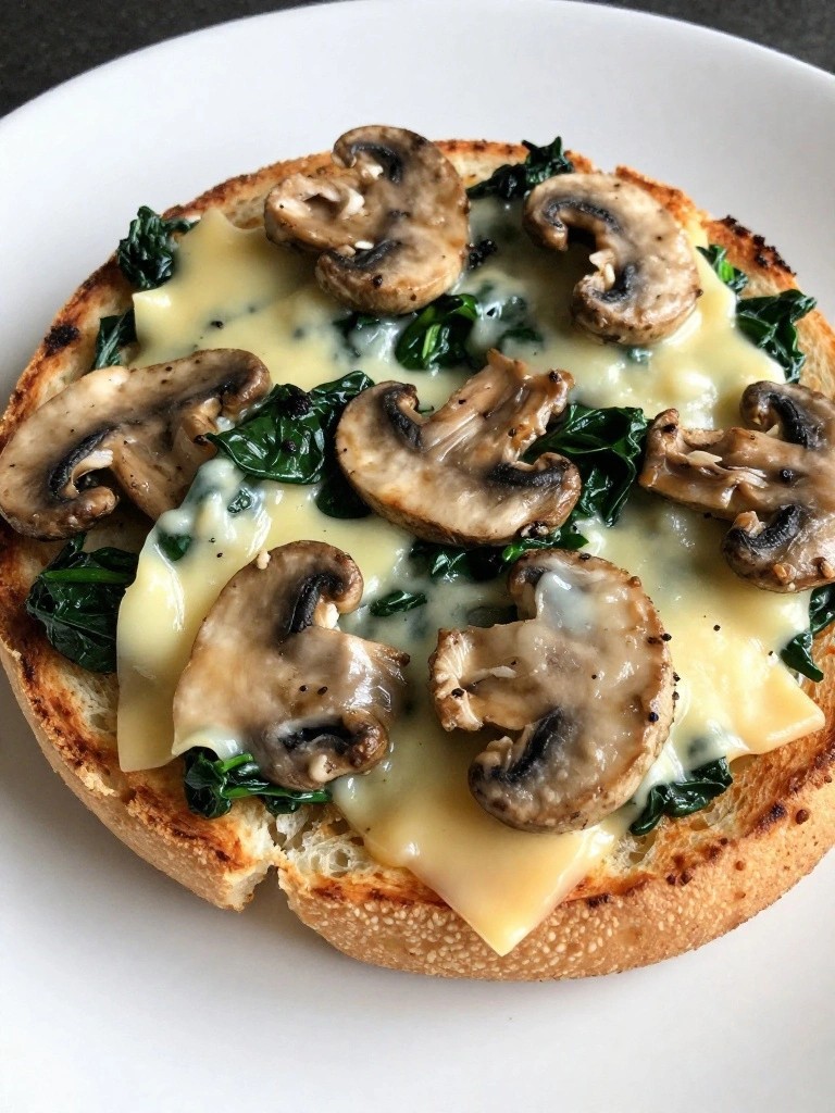 Mushroom, Spinach, and Gruyère English Muffins