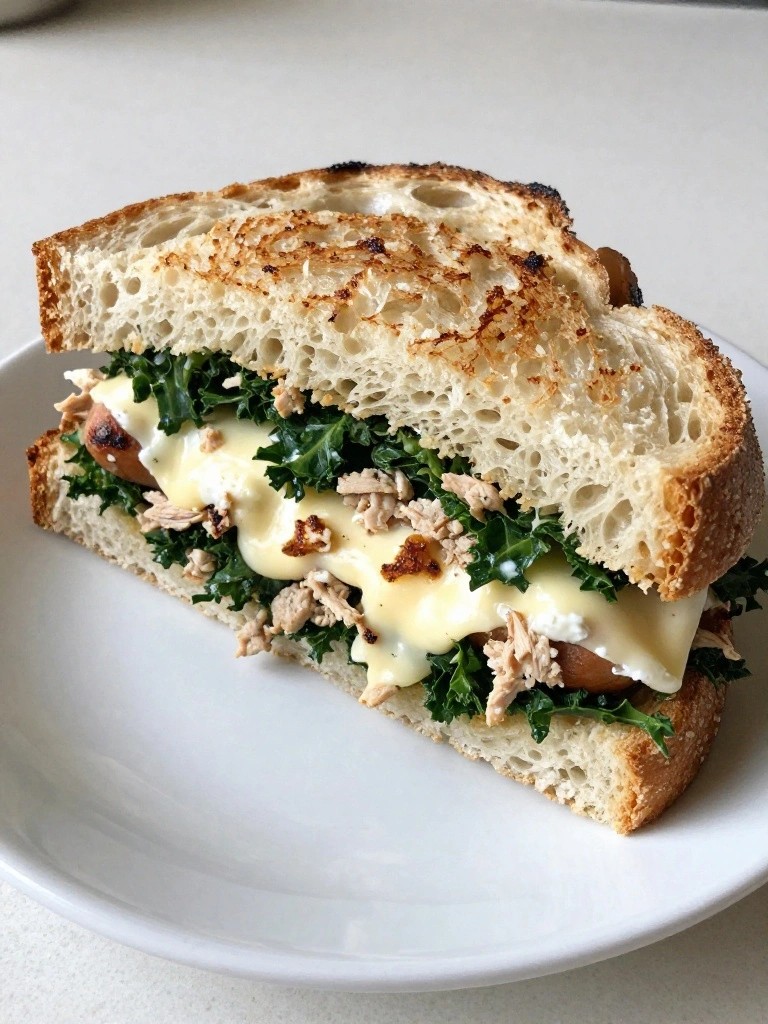 Turkey Sausage, Kale, and Fontina Sourdough Sandwiches