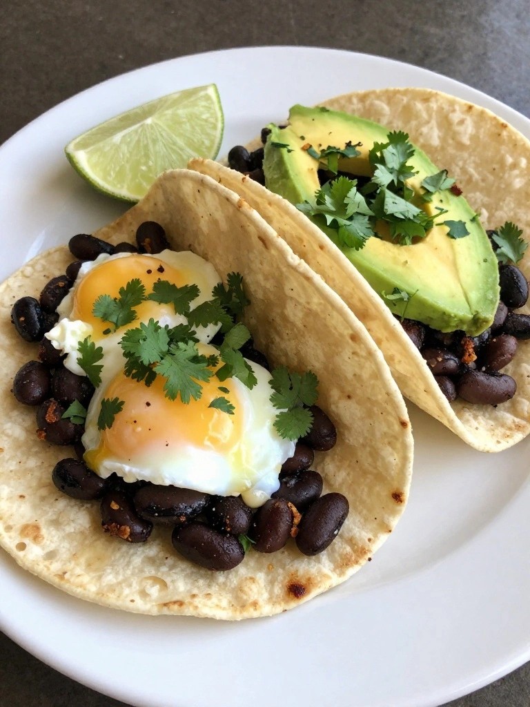 Black Bean, Avocado, and Egg Breakfast Tacos