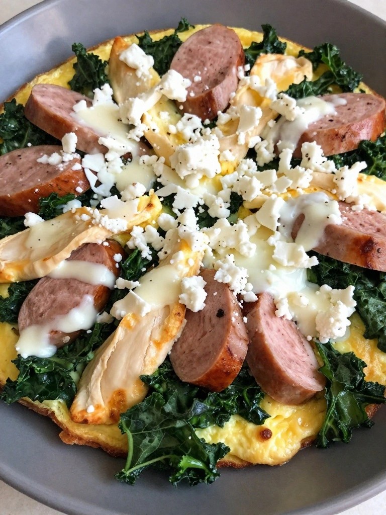 Chicken Sausage and Kale Frittata with Goat Cheese