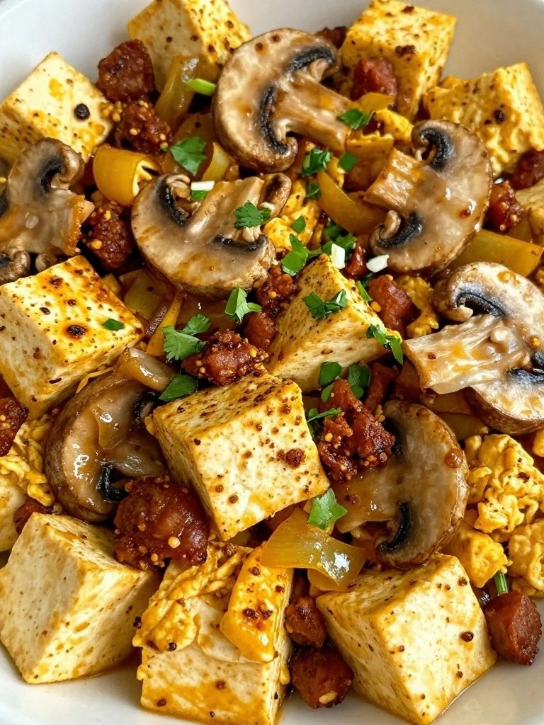 Tofu and Mushroom Scramble with Chorizo Crumbles