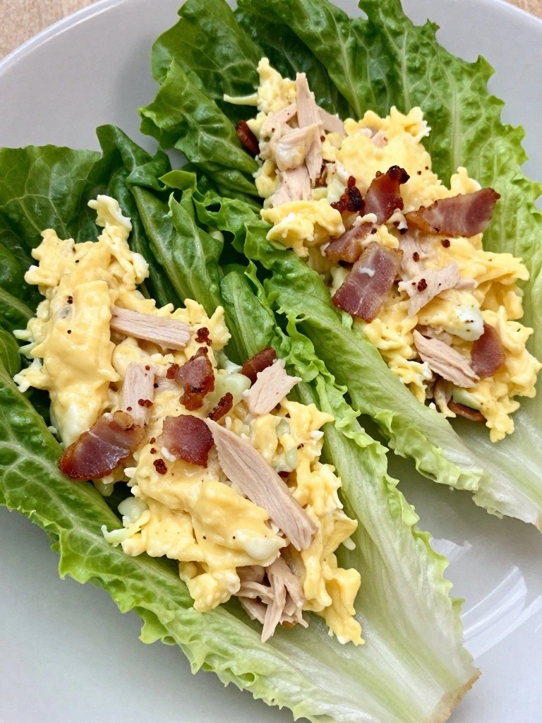 Egg Salad Lettuce Wraps with Turkey Bacon
