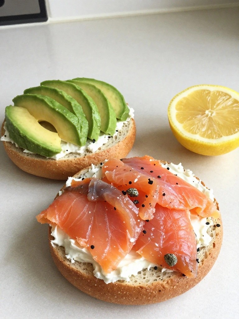 Smoked Salmon Avocado Bagel Sandwiches
