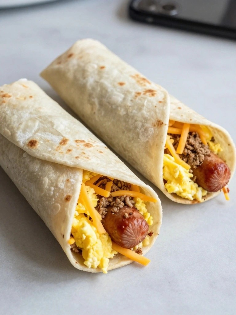 Turkey Sausage Egg Breakfast Burritos