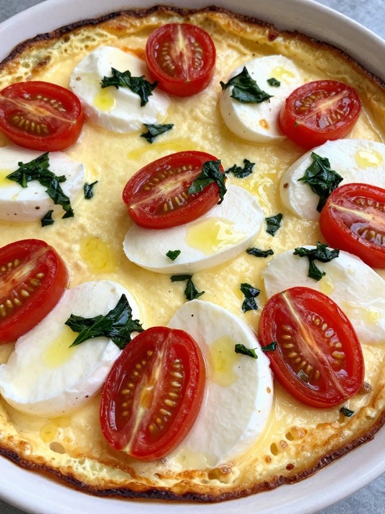 Caprese Tomato Mozzarella Basil Egg Bake